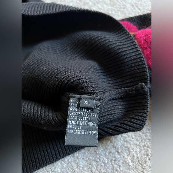 Michael Simon XL cropped embroidered sleeve sweater cardigan crochet mother day - Picture 10 of 12